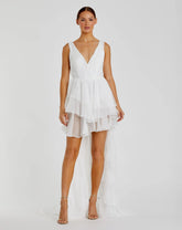 White High Low Gown with Built In Bodysuit